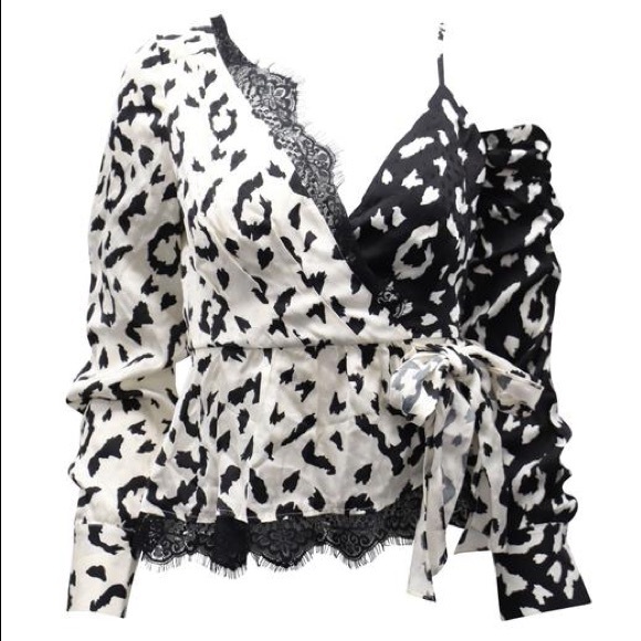 Self-Portrait Leopard Print Wrap Top | US 10 - Picture 4 of 4